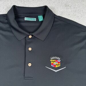 Cubavera Polo Shirt Mens 3X Black Cadillac Logo Short Sleeve Ribbed Texture